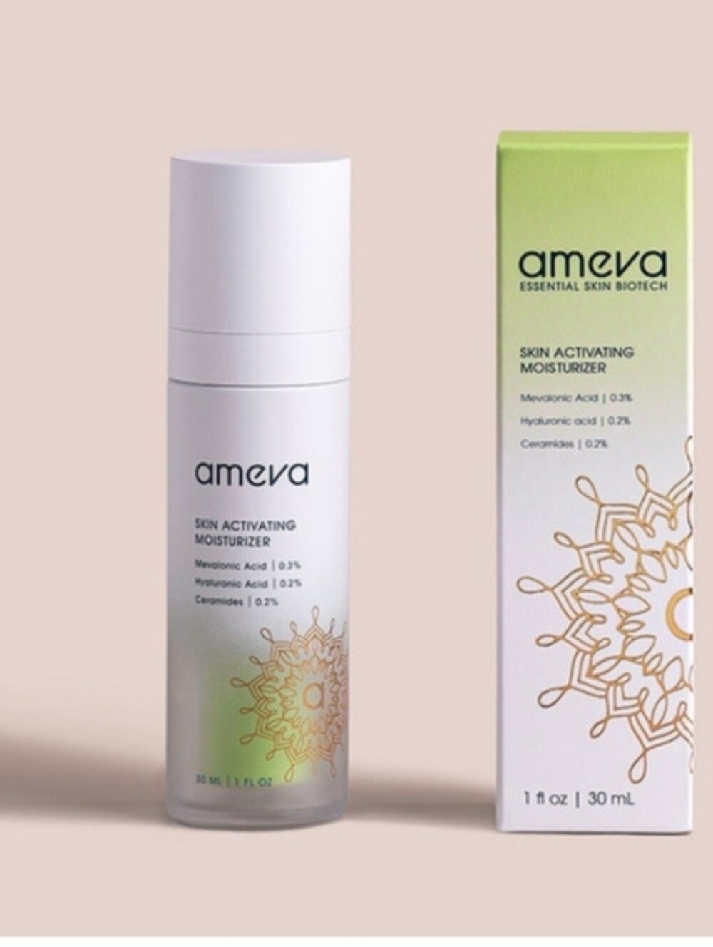Ameva Skin Activating Moisturizer-NIB-1 fl Oz-Mevalonic Acid-Sensitive Skin